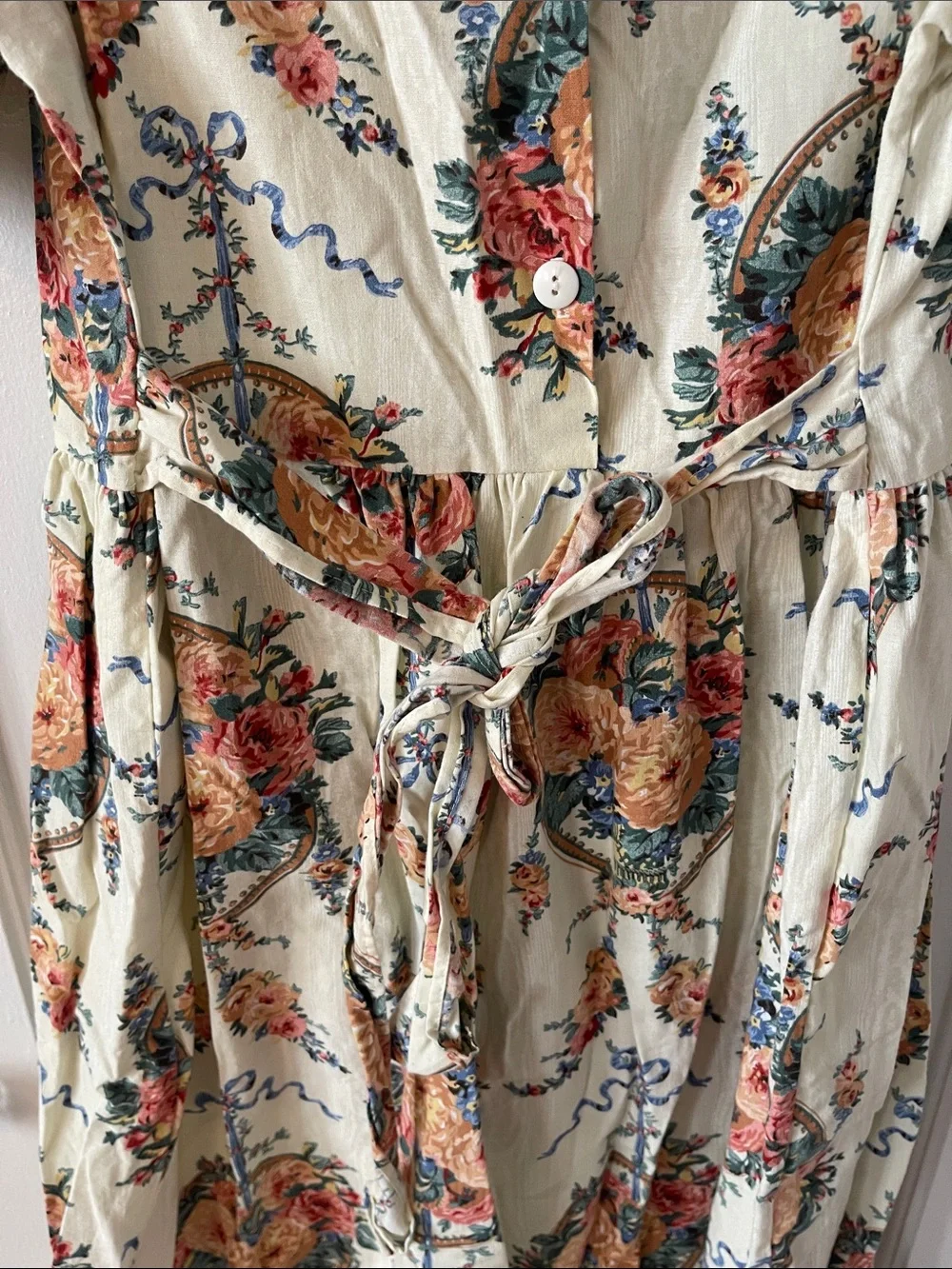 Vintage Emily West Gunne Sax Cottagecore Cream Floral Lace Dress